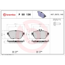 Jeu de 4 plaquettes de frein BREMBO - P 50 136